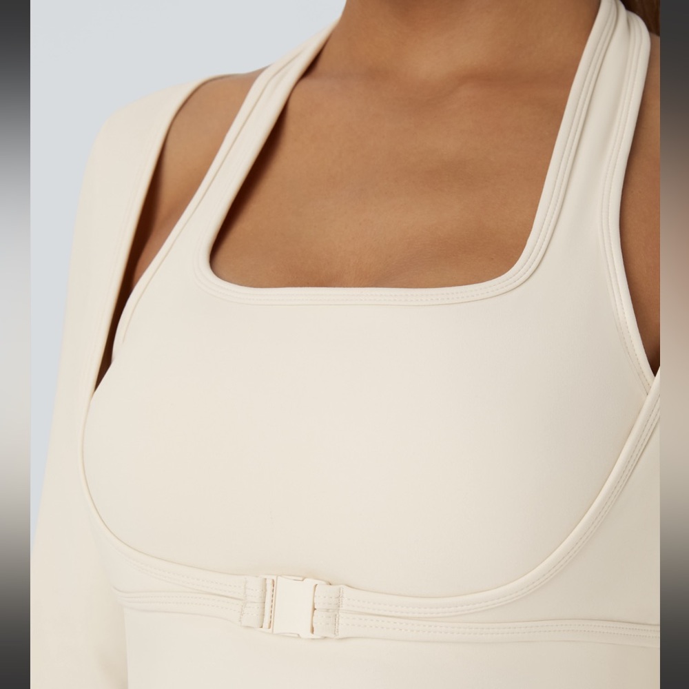 Halara SoftlyZero Plush Halter Thumb Hole Long Sleeve Cropped 2-in-1  Sports Top - Picture 3 of 6